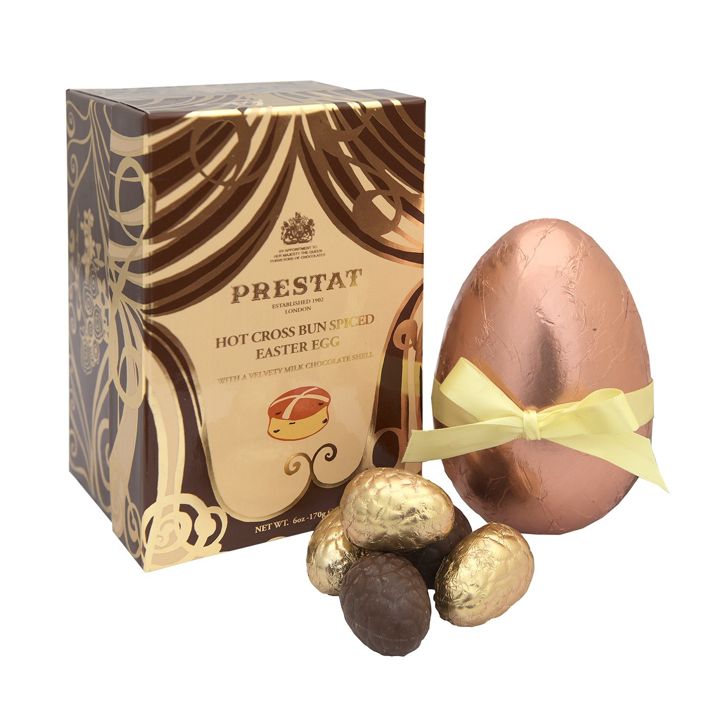 Prestat Milk Chocolate Hot Cross Bun Spiced Easter egg